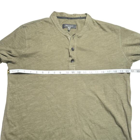Rag & Bone | Men | Olive Green Basic Essential LS Slub Cotton Henley | Medium - Picture 5 of 15